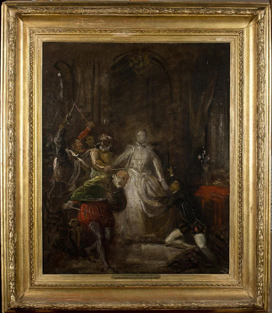Marie Stuart protégeant Riccio - Théodore Chassériau image 1 reproduction d’œuvre d’art à l’huile