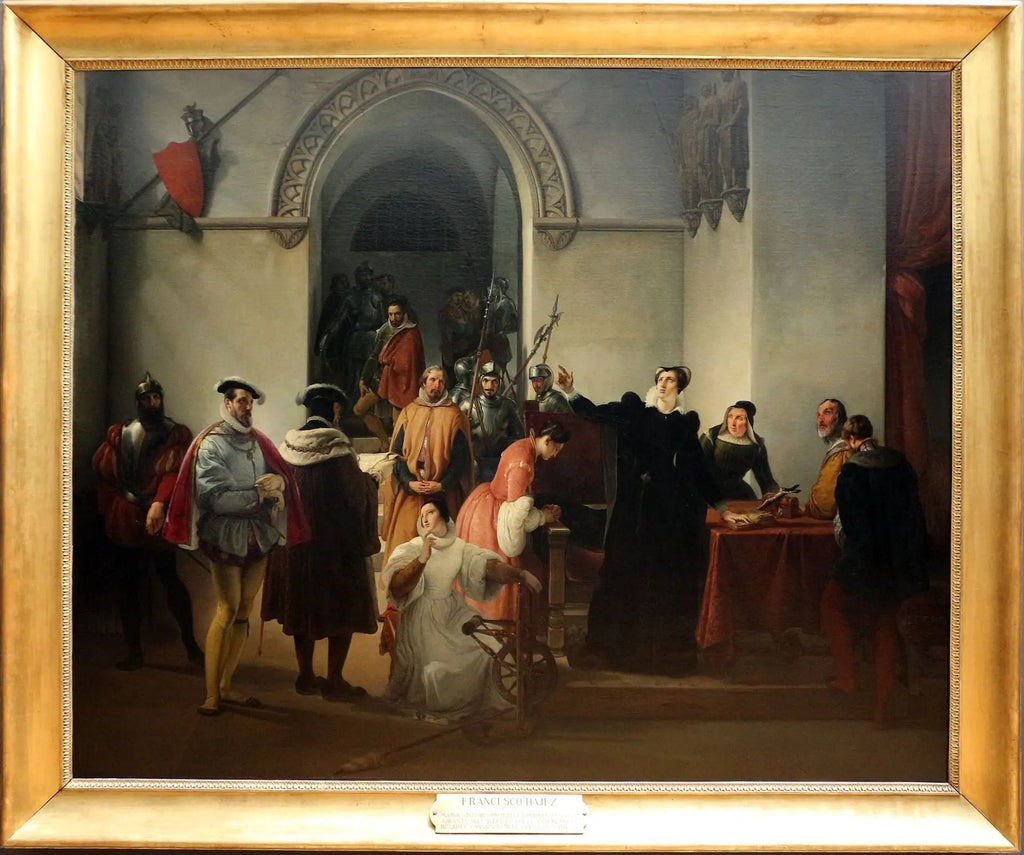 Marie Stuart protestant de son innocence à la lecture de sa condamnation à mort - Francesco Hayez - Alpha Reproduction