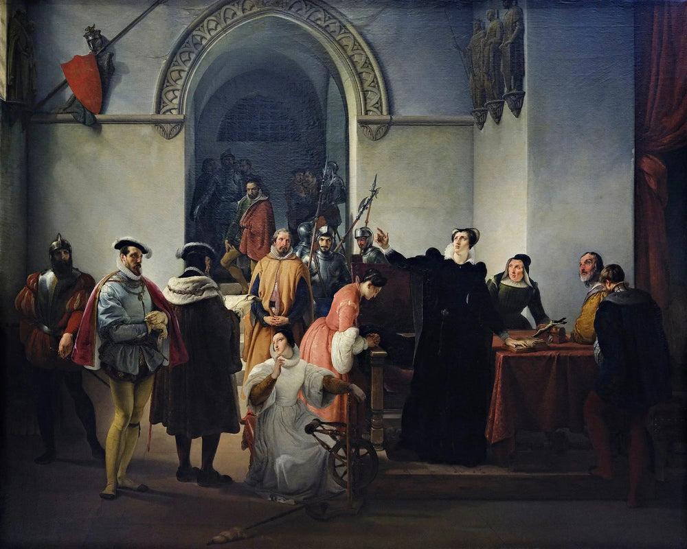 Marie Stuart protestant de son innocence à la lecture de sa condamnation à mort - Francesco Hayez - Alpha Reproduction