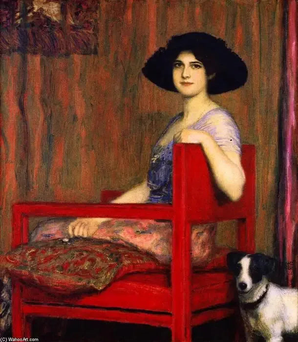 Marie sur une chaise rouge - Franz Von Stuck image 1 reproduction réalisée par Alpha Reproduction