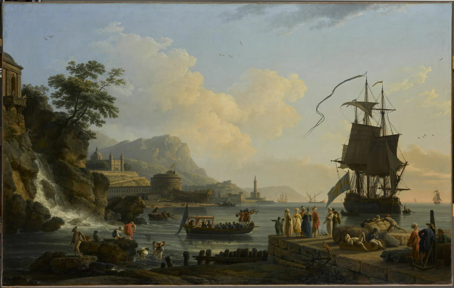 Marine et paysage sur les bords de la Méditerranée - Claude-Joseph Vernet
