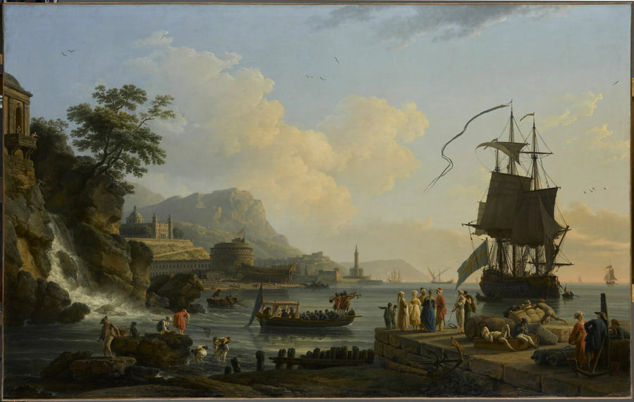 Marine et paysage sur les bords de la Méditerranée - Claude-Joseph Vernet