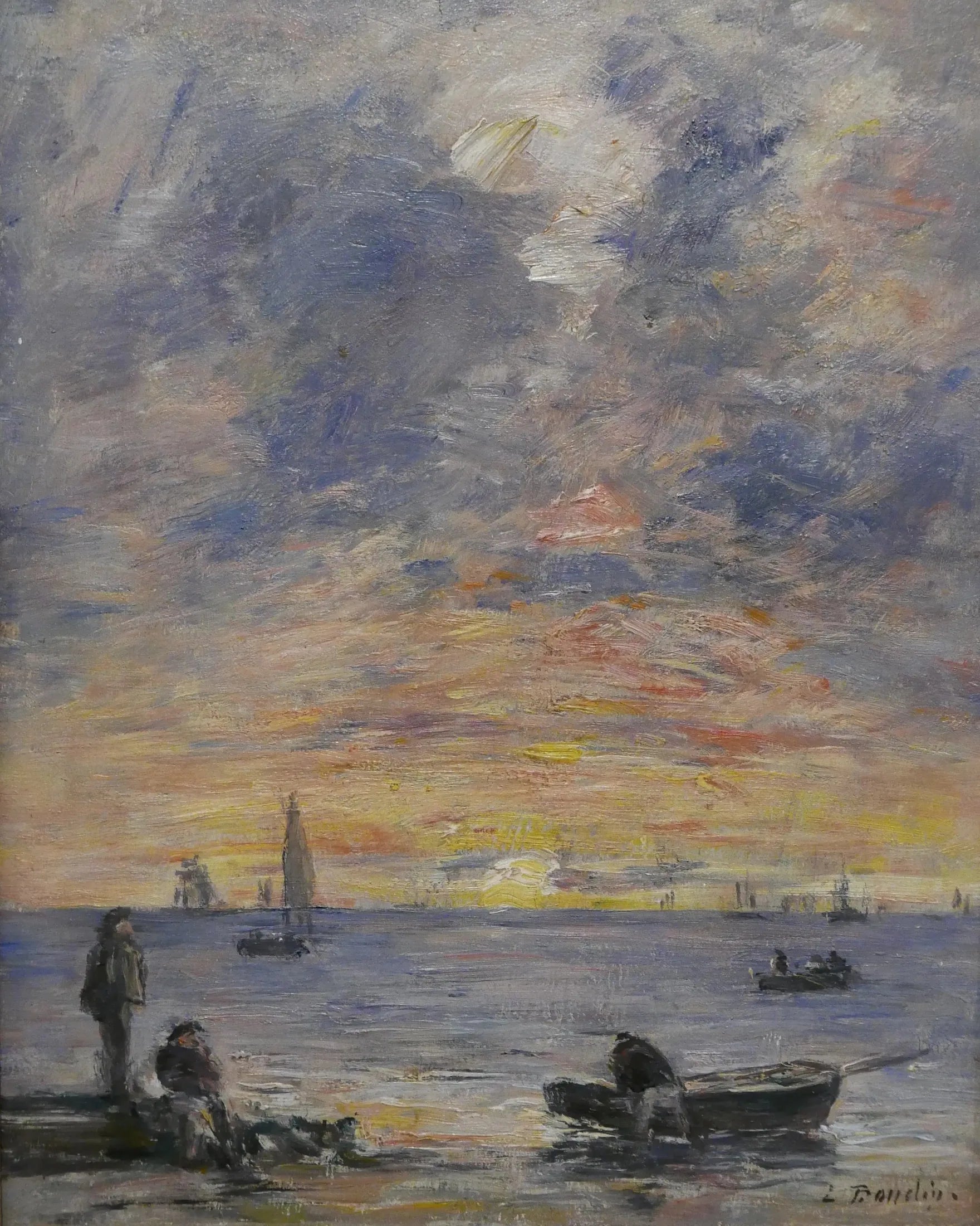 Marine, soleil couchant - Eugène Boudin image 1 copie peinte à la main à l’huile