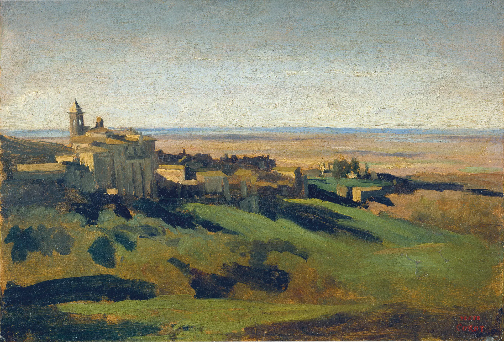 Marino, vue générale. Le matin - Jean-Baptiste Camille Corot image 1 reproduction réalisée par Alpha Reproduction