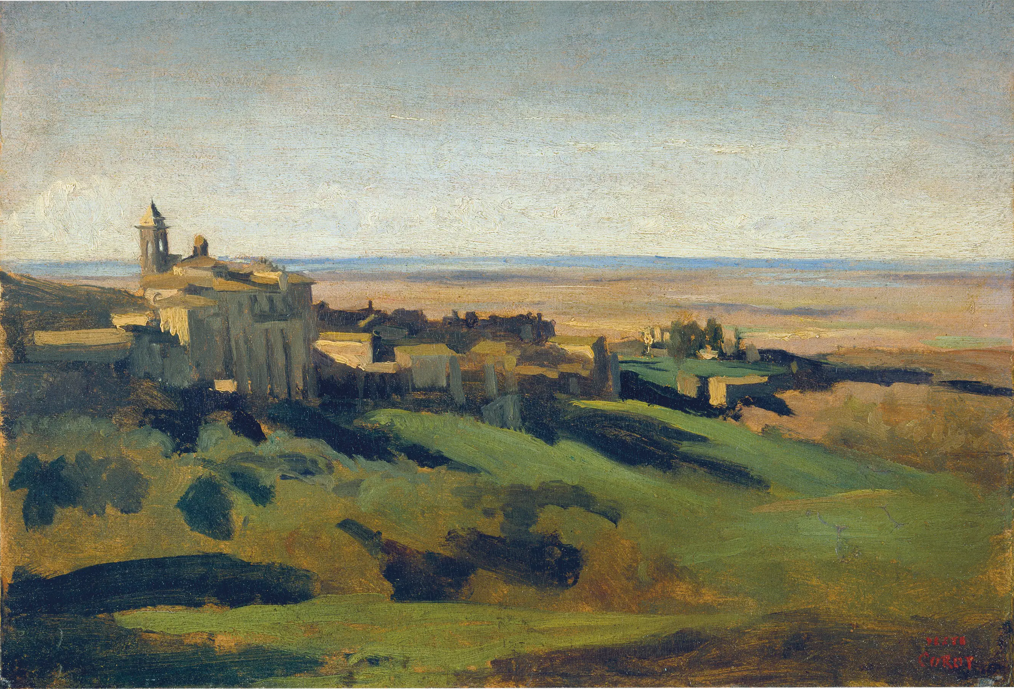 Marino, vue générale. Le matin - Jean-Baptiste Camille Corot image 1 reproduction réalisée par Alpha Reproduction