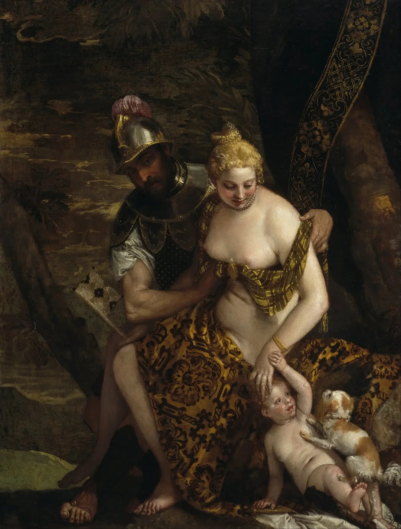 Mars déshabillant Vénus avec Cupidon et un chien - Paul Véronèse