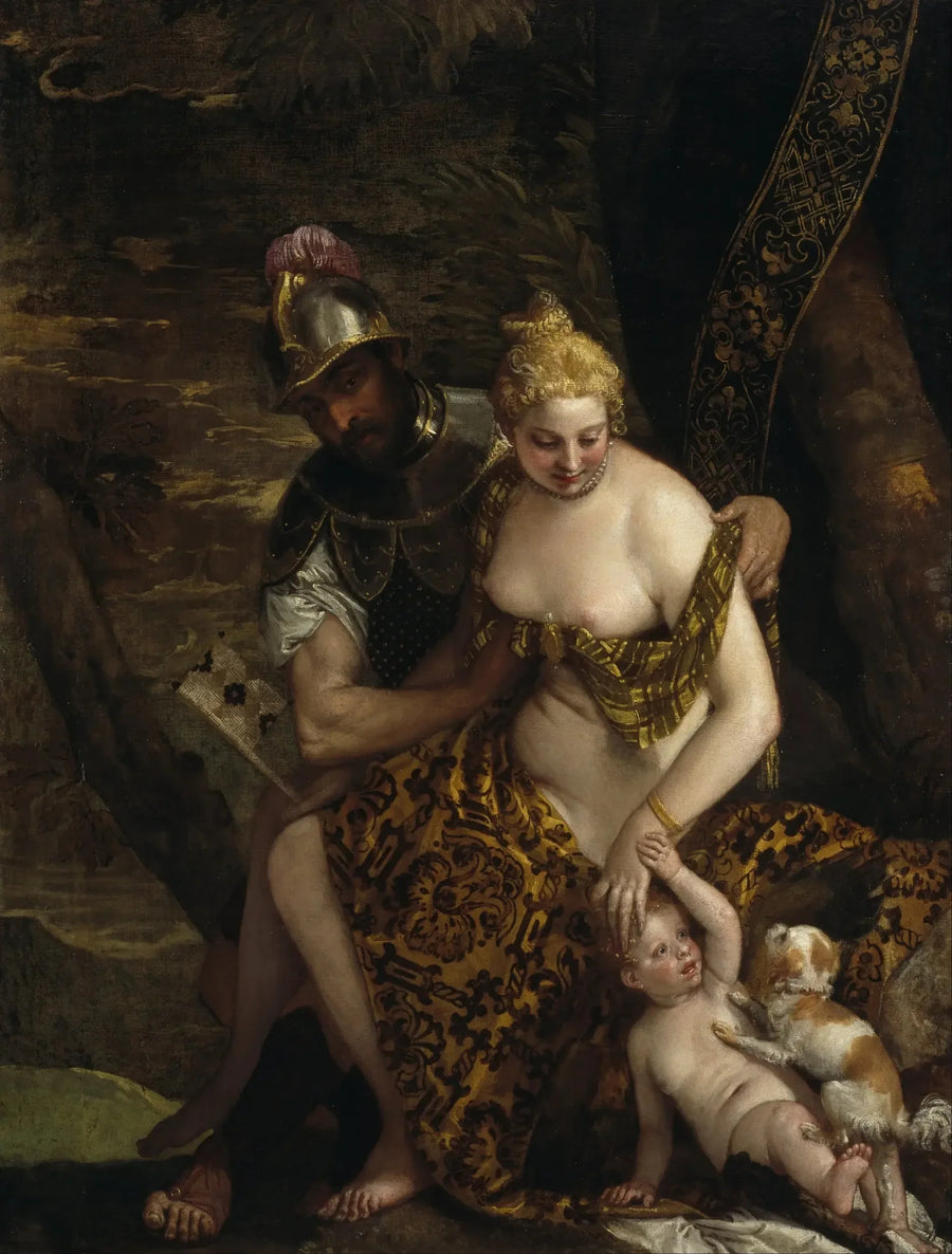 Mars déshabillant Vénus avec Cupidon et un chien - Paul Véronèse