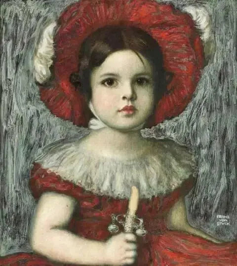 Mary, la fille de l'artiste, au chapeau rouge - Franz Von Stuck