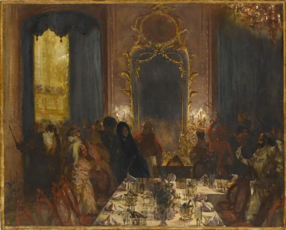 Maskensouper - Adolph von Menzel image 1 copie peinte à la main à l’huile