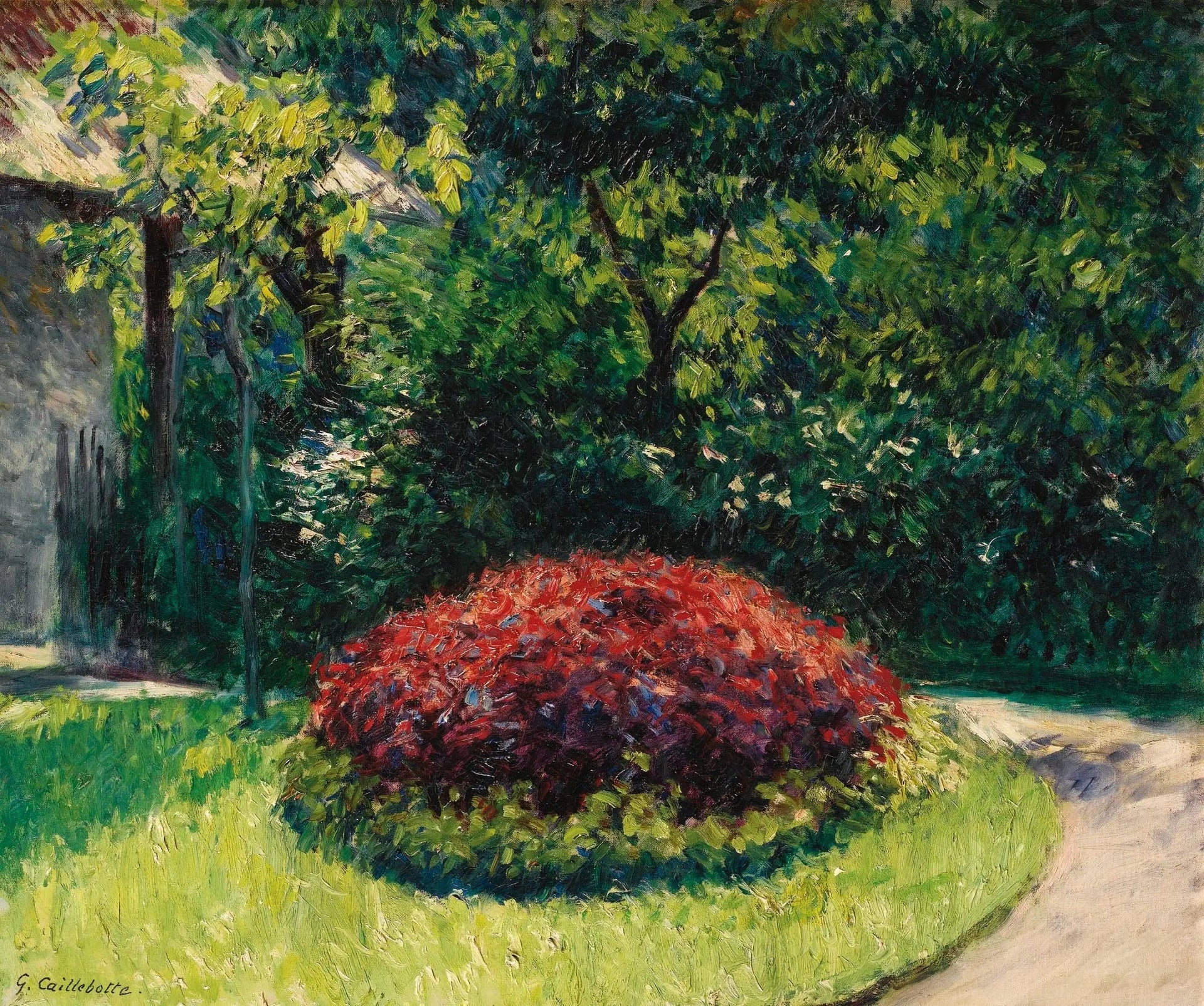 Massif de fleurs, jardin du Petit Gennevilliers - Gustave Caillebotte image 1 reproduction de peinture à l’huile