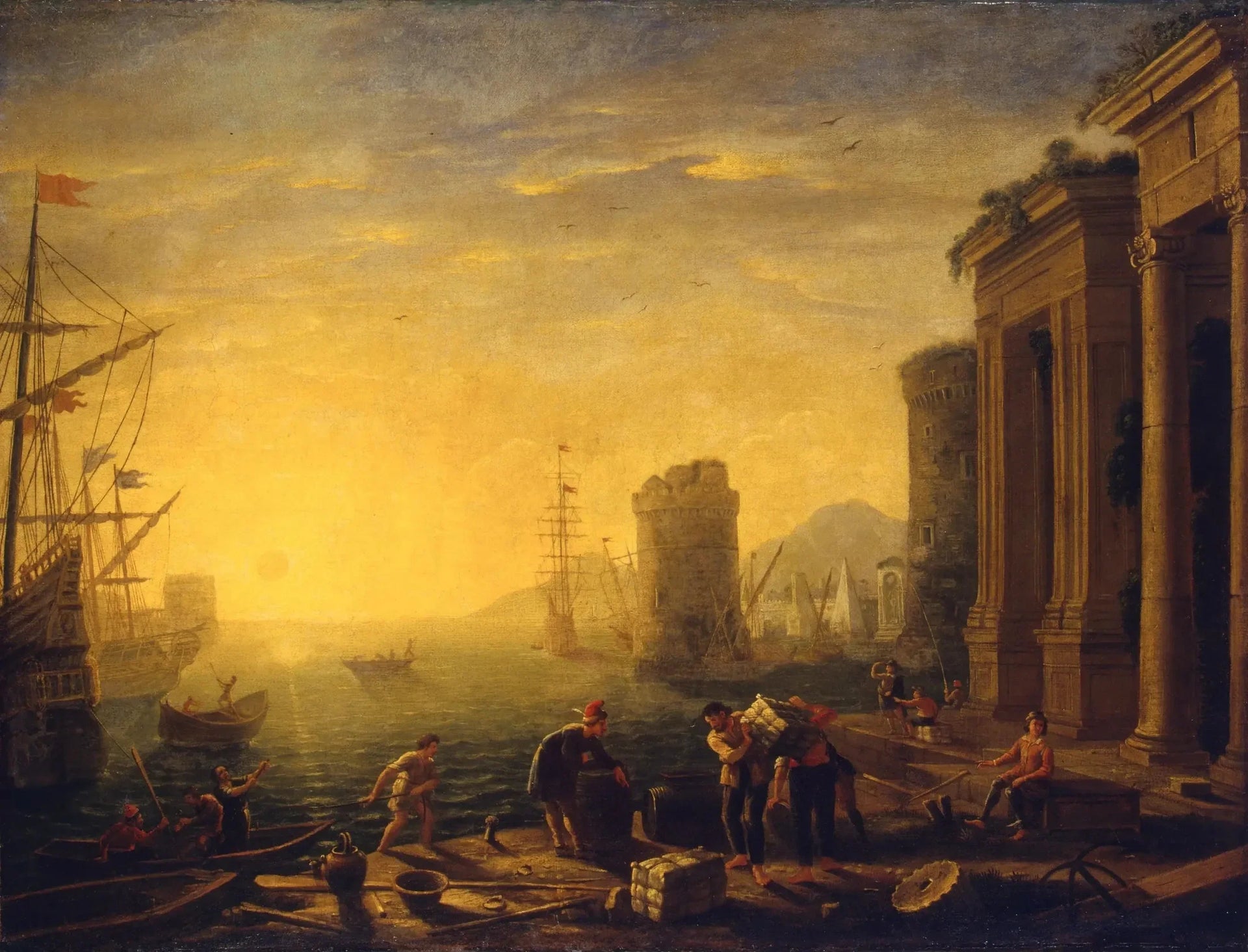 Matin dans le port - Claude Lorrain image 1 reproduction artisanale de tableau