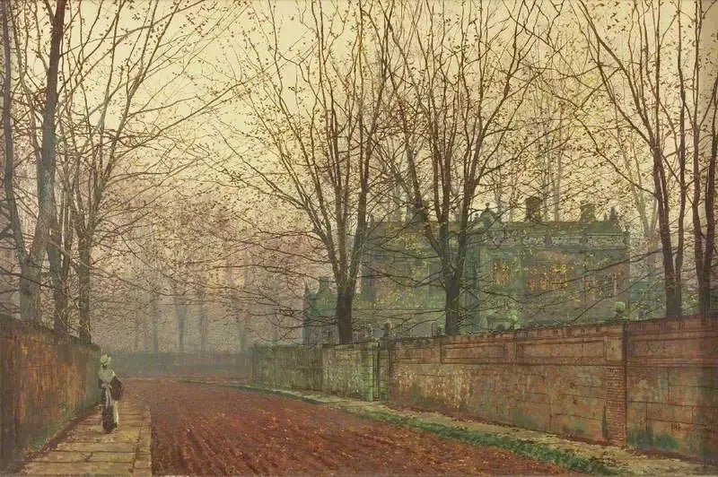 Matin de novembre, Knostrop Hall, Leeds - John Atkinson Grimshaw image 1 copie de tableau peinte à la main