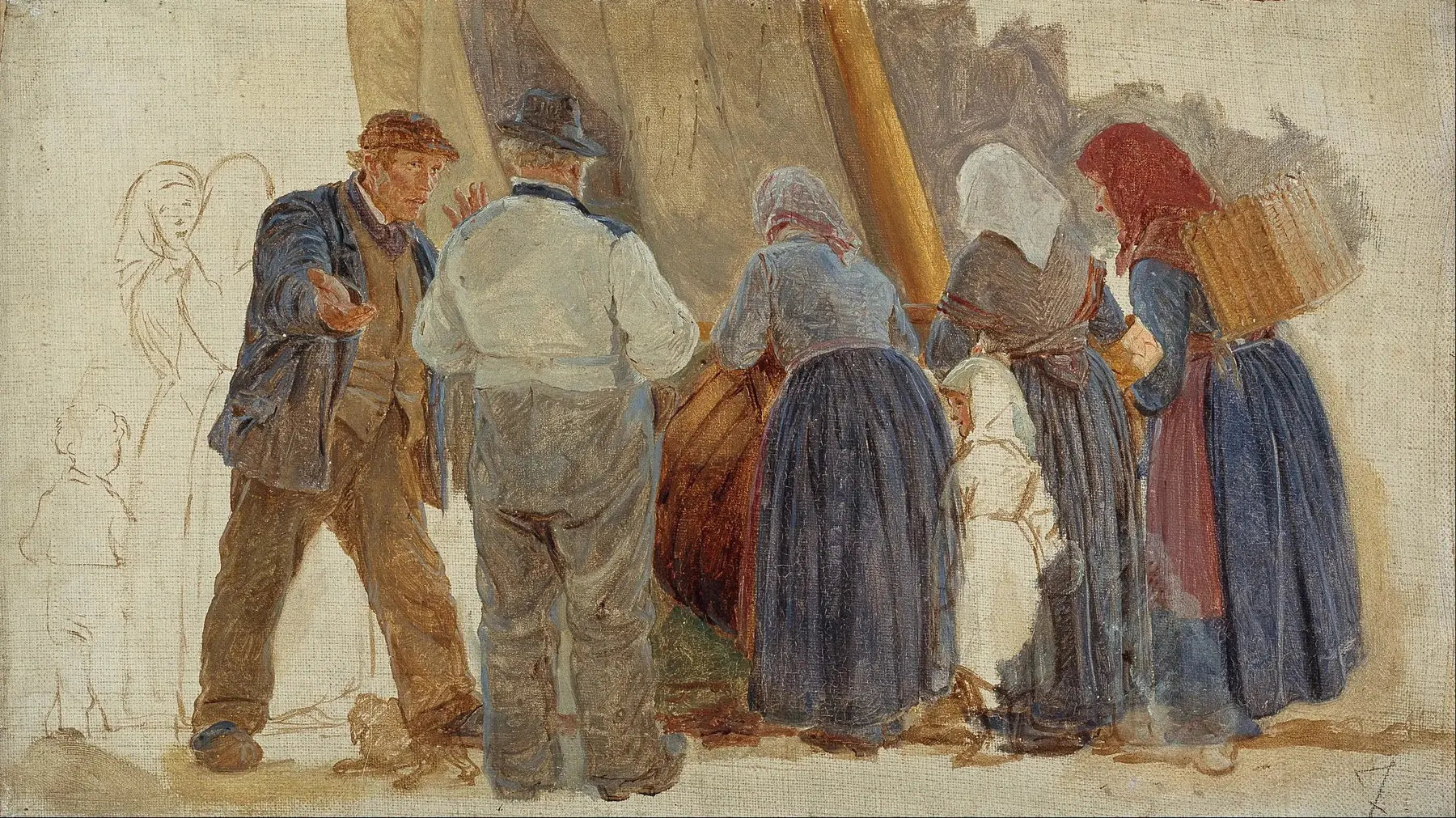 Matinée à Hornbæk. Hommes et femmes négociant - Peder Severin Krøyer image 1 tableau peint à l’huile sur toile