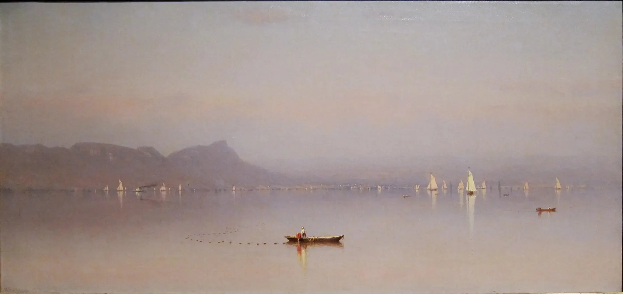 Matinée dans l'Hudson, baie Haverstraw - Sanford Robinson Gifford image 1 tableau peint à l’huile sur toile
