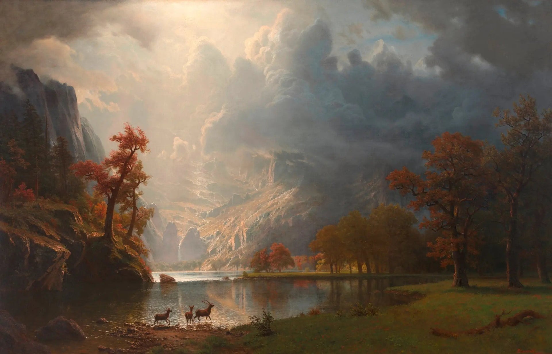 Matinée dans la Sierra Nevada - Albert Bierstadt image 1 copie peinte à la main à l’huile