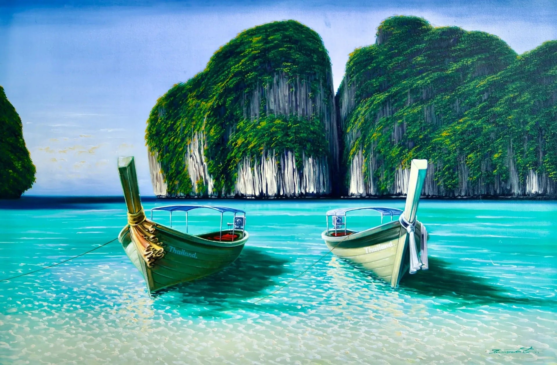 Maya Bay | 120 X 75 cm image 1 tableau peint à l’huile sur toile