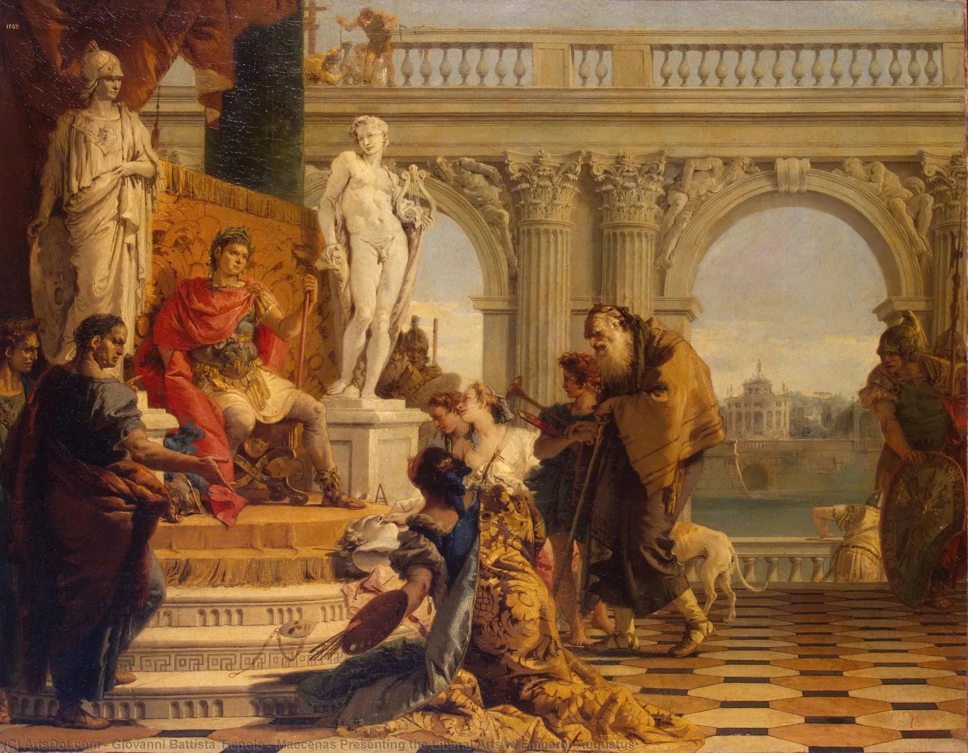 Mécène présentant les arts libéraux à l'empereur Auguste - Giovanni Battista Tiepolo image 1 reproduction artisanale de tableau