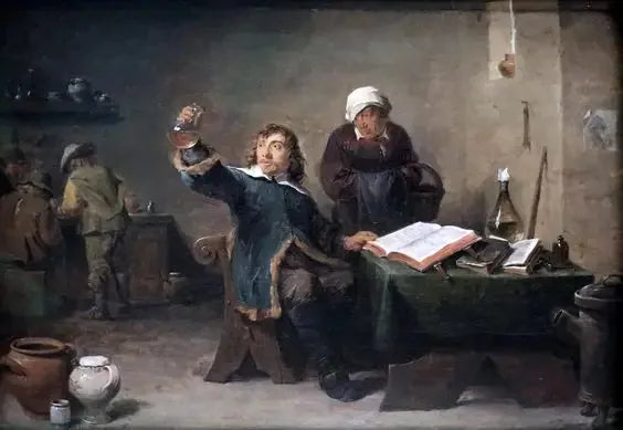 Médecin de village examinant un échantillon d'urine - David Teniers le Jeune image 1 reproduction réalisée par Alpha Reproduction