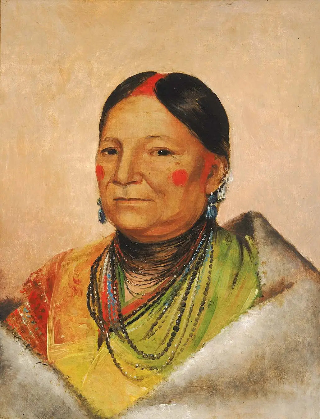 Mee-chéet-e-neuh, Épaule de l'ours blessé, Épouse du chef - George Catlin image 1 reproduction artisanale de tableau