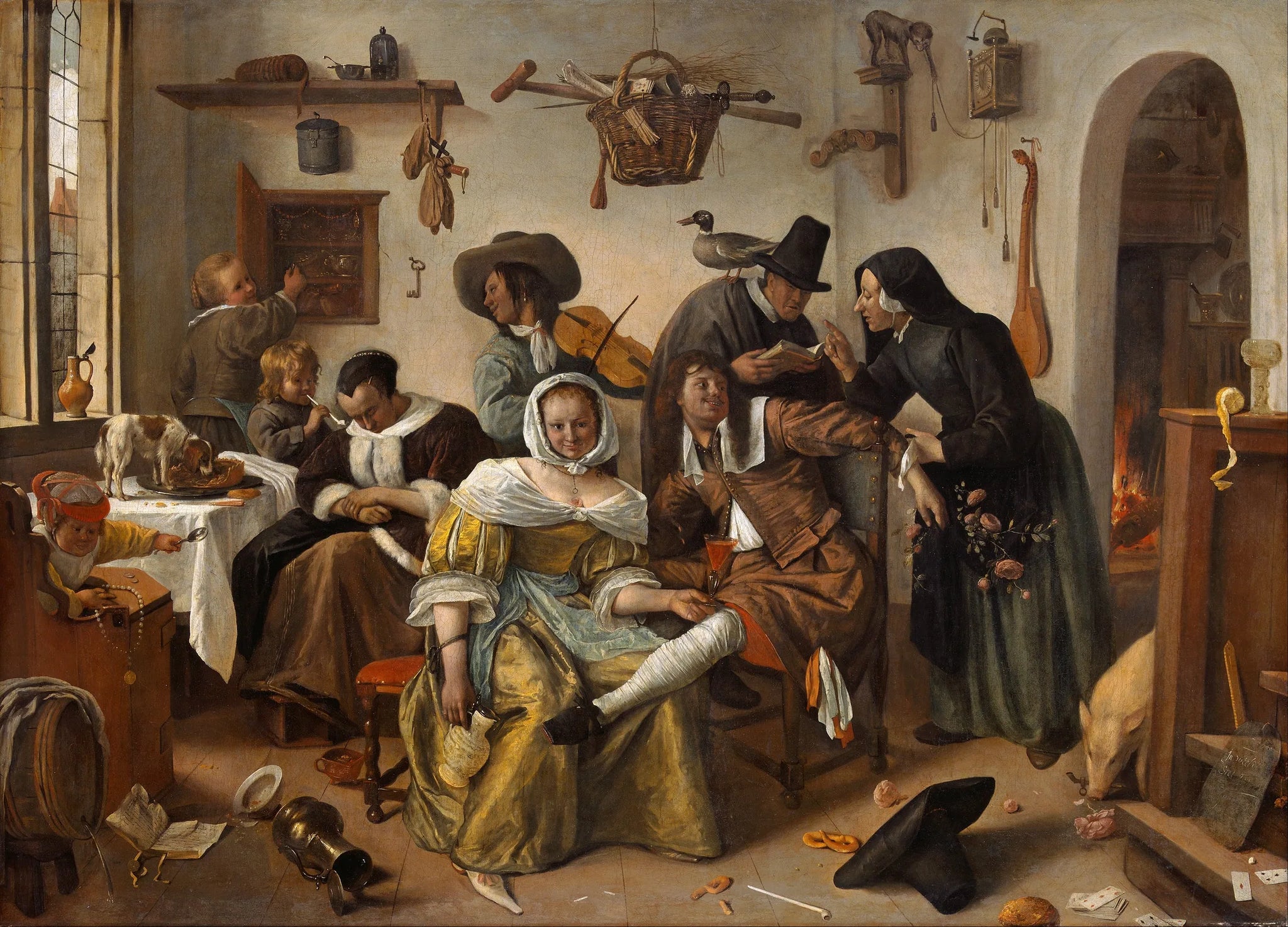 Méfiez-vous du luxe (« In Weelde Siet Toe ») - Jan Steen image 1 reproduction de peinture à l’huile
