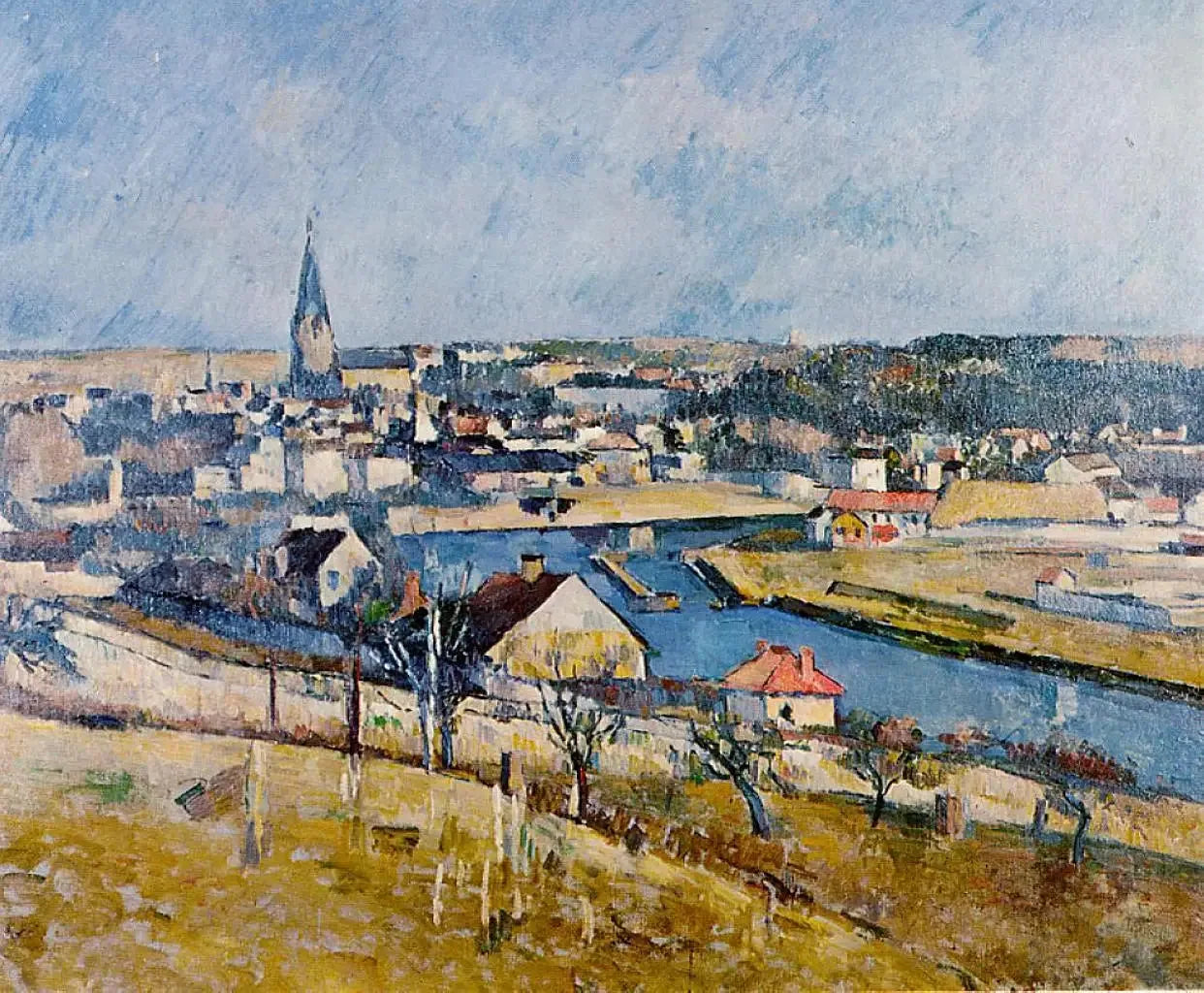 Melun vu depuis Le Mée-sur-Seine - Paul Cézanne image 1 reproduction de peinture à l’huile