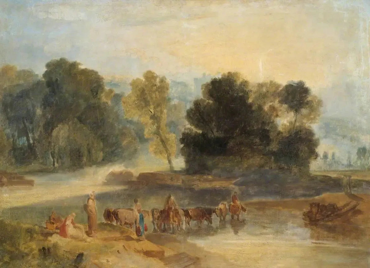 Men with Horses Crossing a River - J. M. W. Turner image 1 reproduction de peinture à l’huile