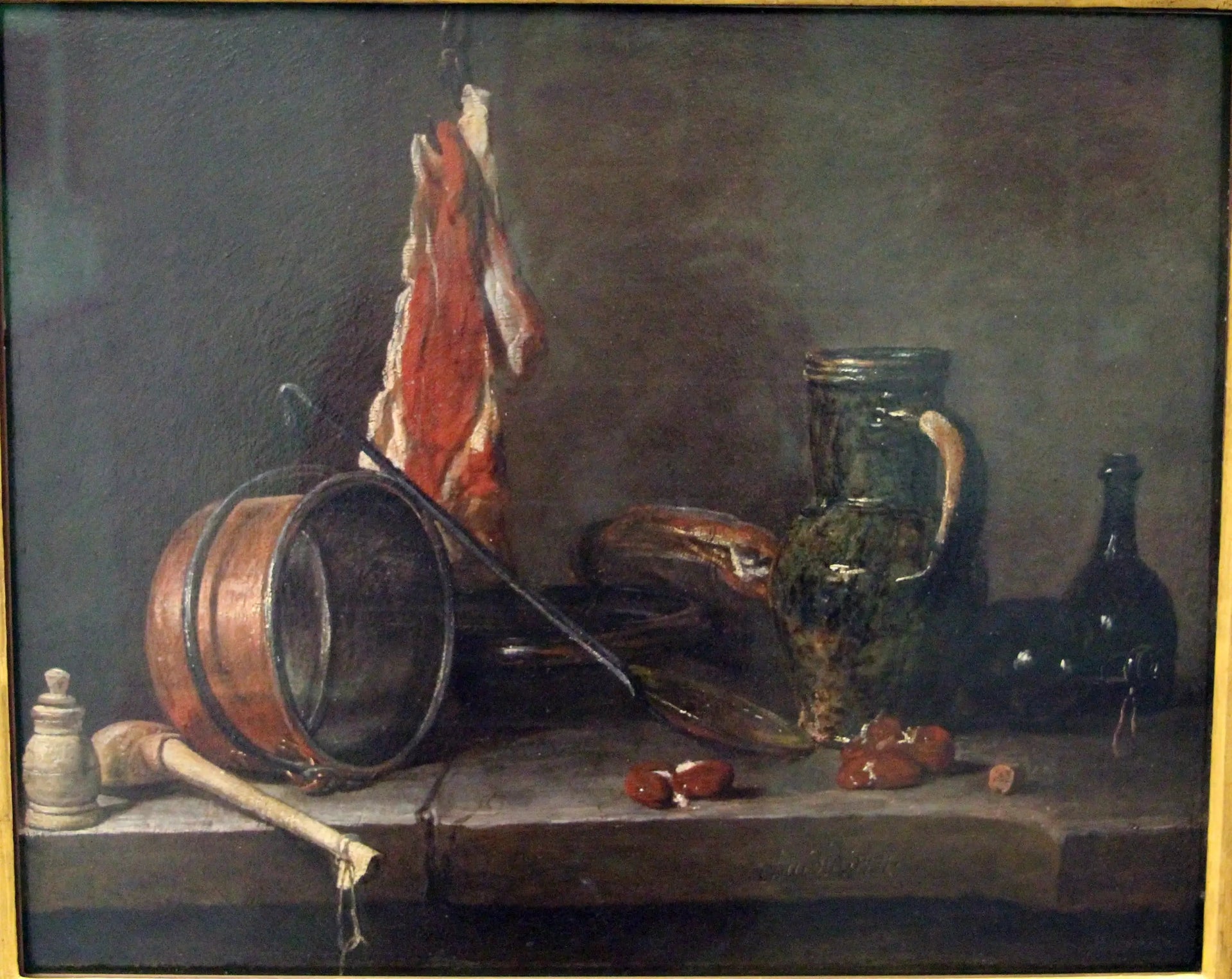 Menu de gras et Ustensiles de cuisine - Jean Siméon Chardin image 1 copie de tableau peinte à la main