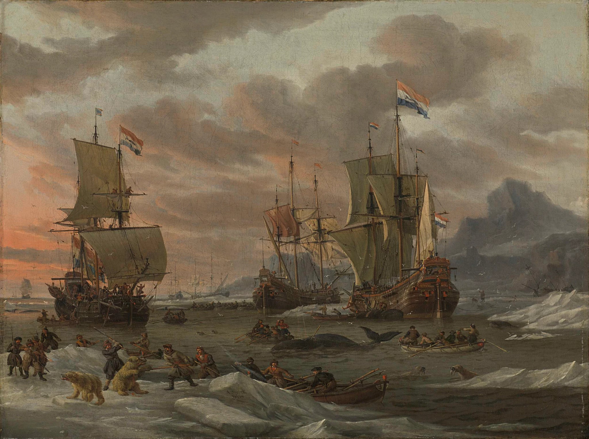 Mer agitée avec voiliers - Georges Johannes Hoffmann
