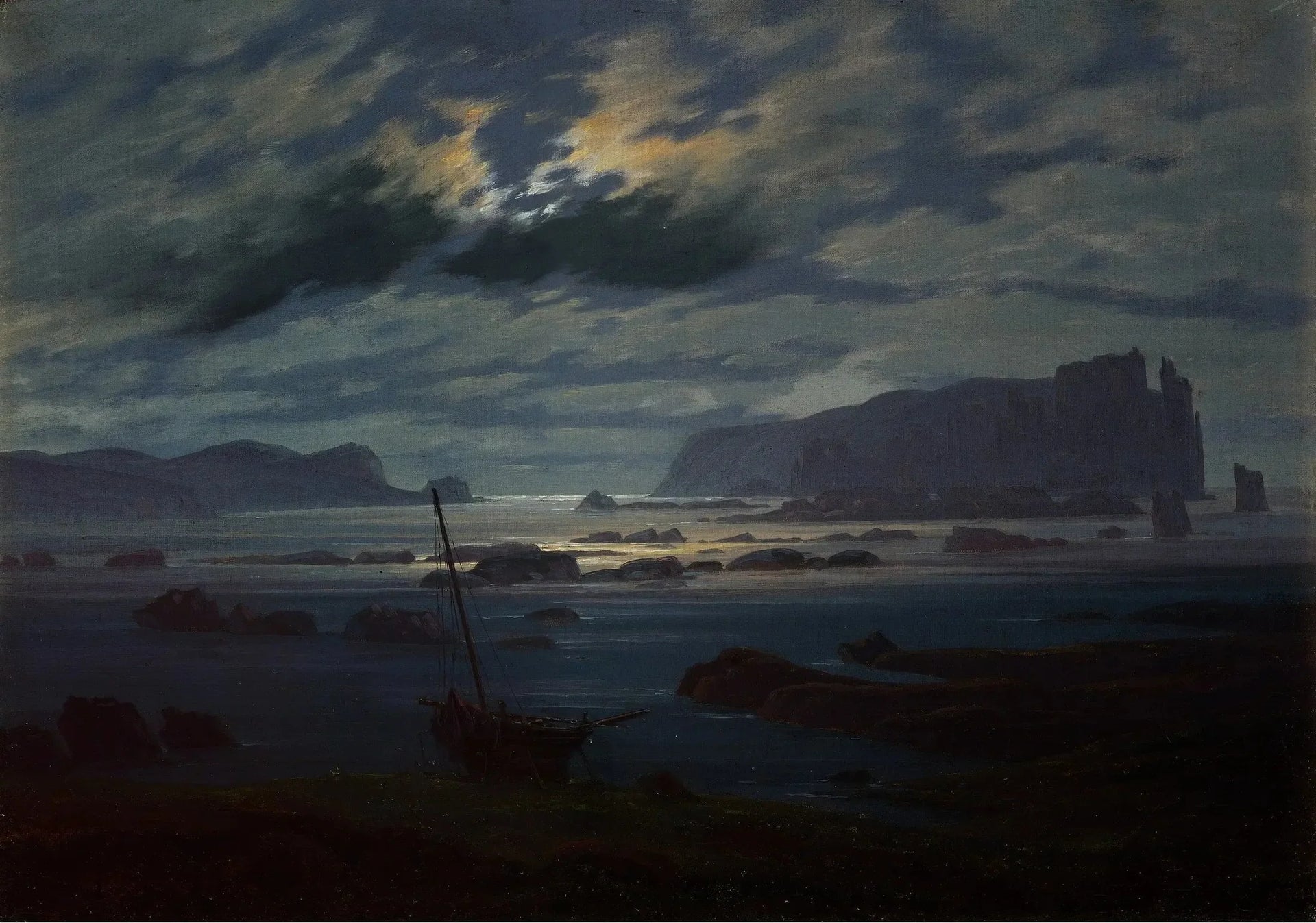 Mer du Nord au clair de lune - Caspar David Friedrich image 1 copie de tableau peinte à la main