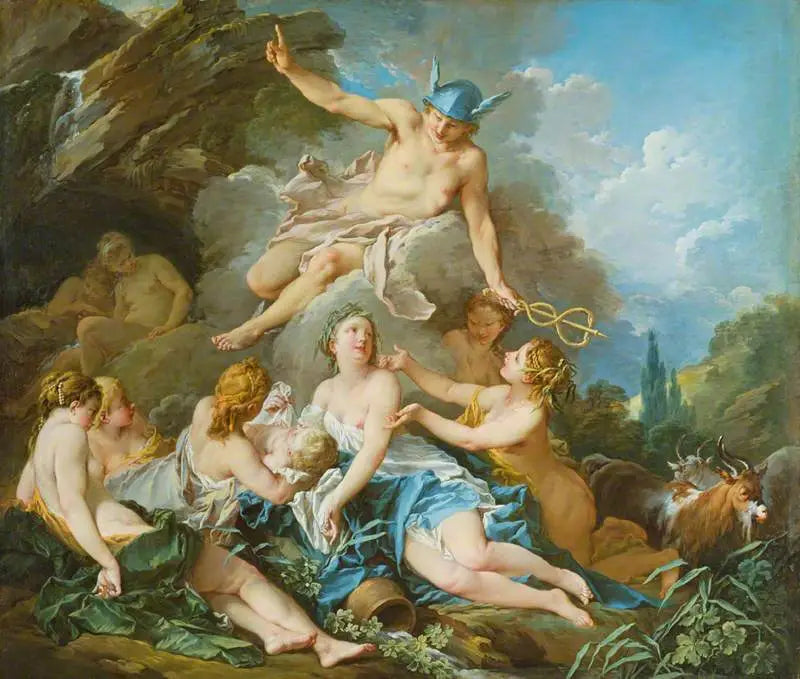 Mercure confiant l'enfant Bacchus aux nymphes - François Boucher image 1 copie de tableau peinte à la main