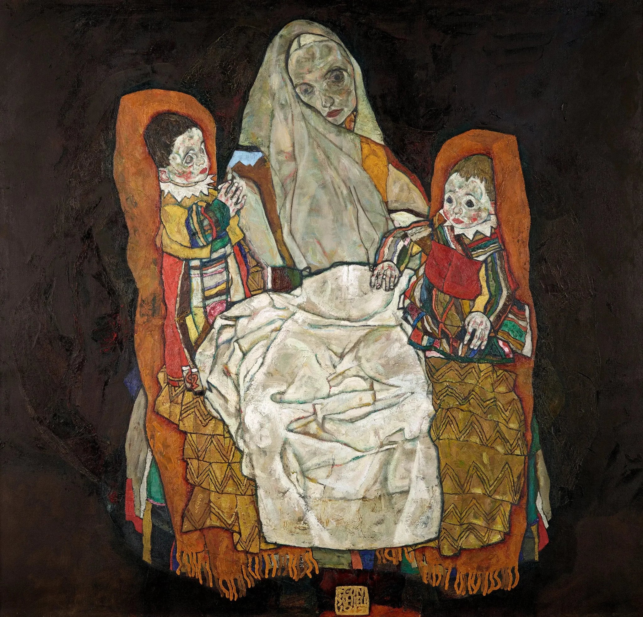 Mère avec deux enfants III - Egon Schiele image 1 reproduction d’œuvre d’art à l’huile