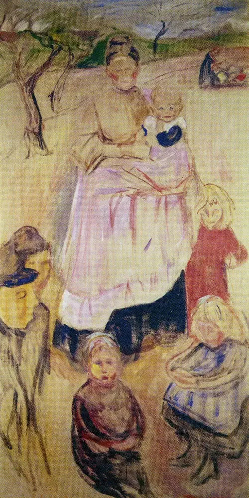 Mère avec Enfants, Thuringe - Edvard Munch image 1 reproduction réalisée par Alpha Reproduction