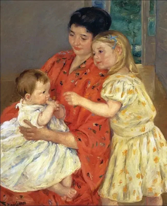 Mère et deux enfants - 1901 - Mary Cassatt image 1 reproduction réalisée par Alpha Reproduction