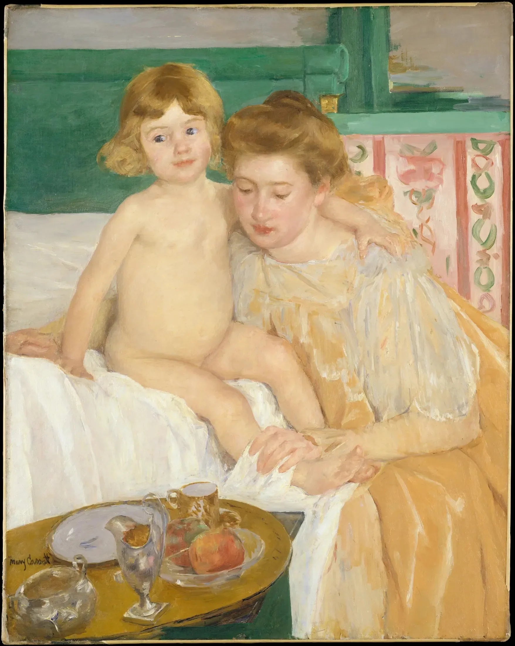 Mère et enfant (bébé se levant de sa sieste) - Mary Cassatt image 1 reproduction de peinture à l’huile
