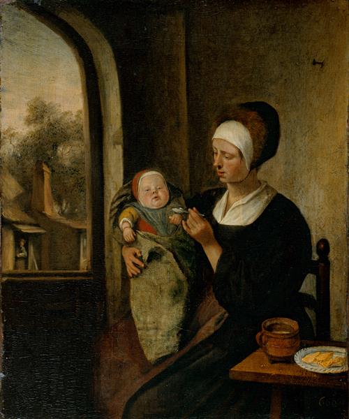 Mère et enfant - Jan Steen image 1 copie de tableau peinte à la main