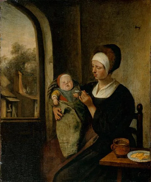 Mère et enfant - Jan Steen image 1 reproduction de peinture à l’huile