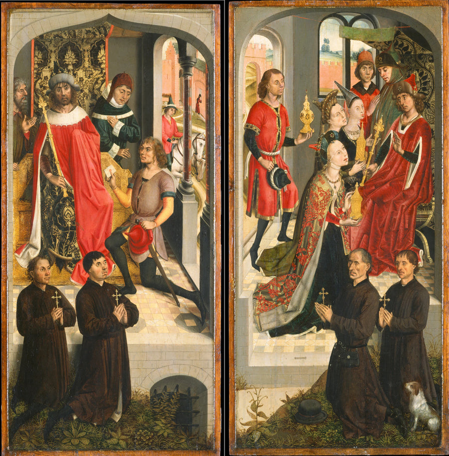 Le messager d'Abner devant David; La reine de Saba offrant des présents à Salomon; L'Annonciation - Master of the Saint Barbara Legend