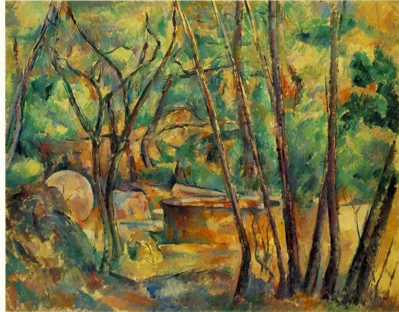 Meule et citerne en sous-bois - Paul Cézanne
