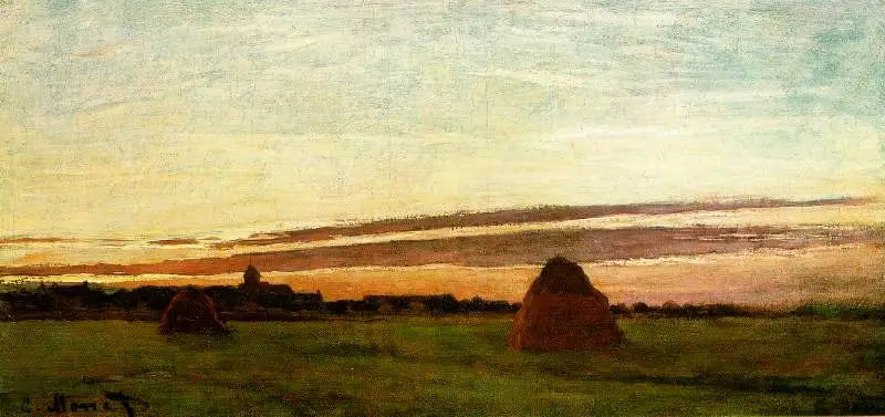 Meules près de Chailly, soleil levant - Claude Monet