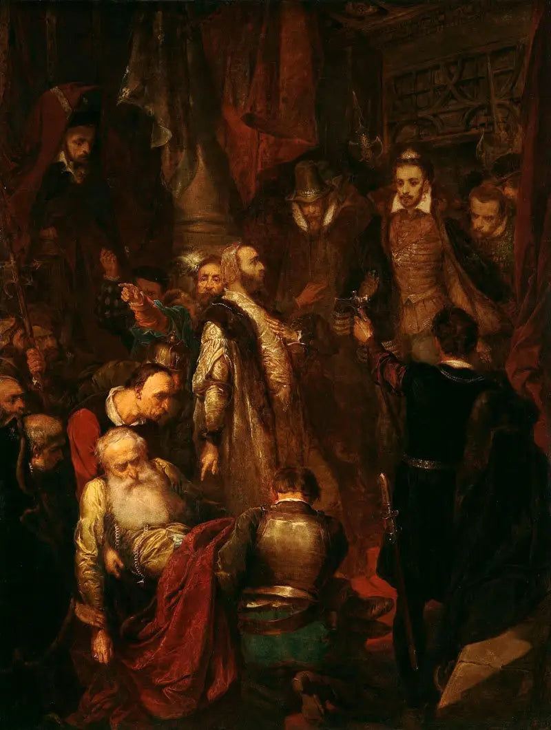 Meurtre de Wapowski lors du couronnement d'Henryk Walezy par Jan Matejko - Jan Matejko image 1 tableau peint à l’huile sur toile