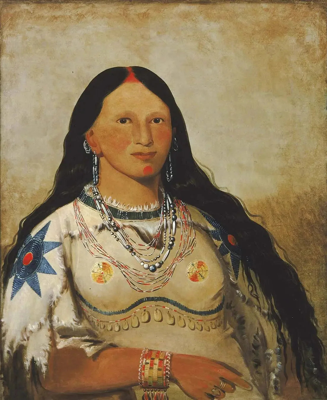 Mi-néek-ee-súnk-te-ka, Vison, une belle fille - George Catlin image 1 copie de tableau peinte à la main