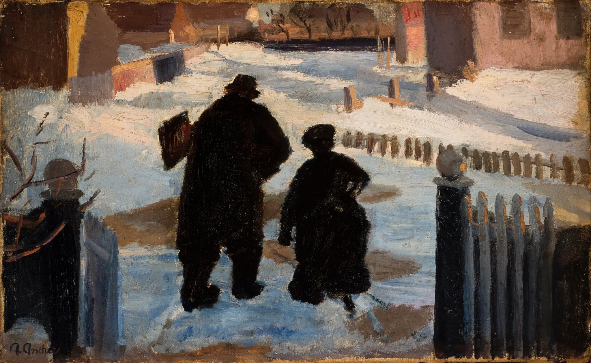 Michael Ancher se rend à son studio accompagné de l'organiste Helene Christensen - Anna Ancher image 1 copie de tableau peinte à la main