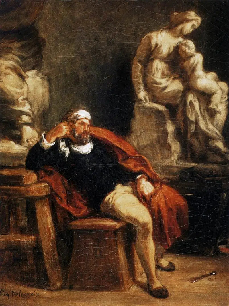 Michel-Ange dans son atelier - Eugène Delacroix image 1 reproduction d’œuvre d’art à l’huile