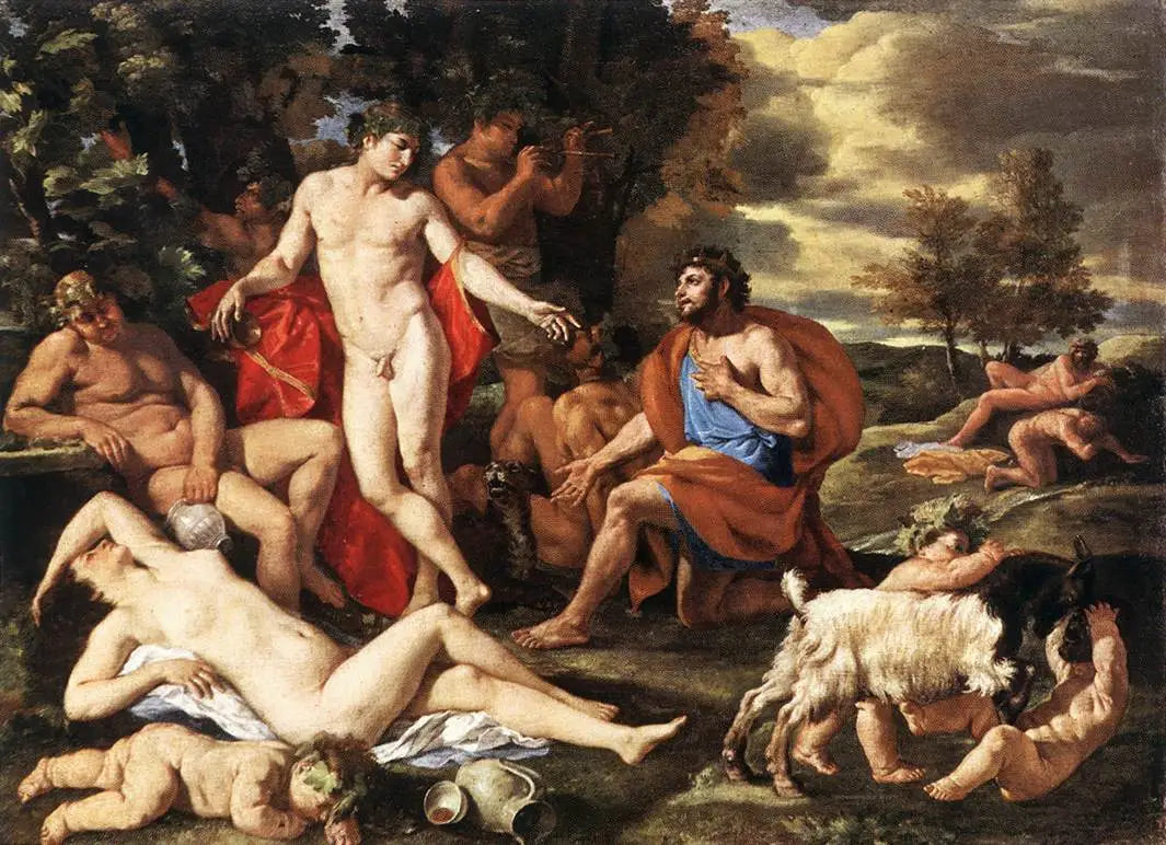 Midas devant Bacchus - Nicolas Poussin image 1 reproduction de peinture à l’huile