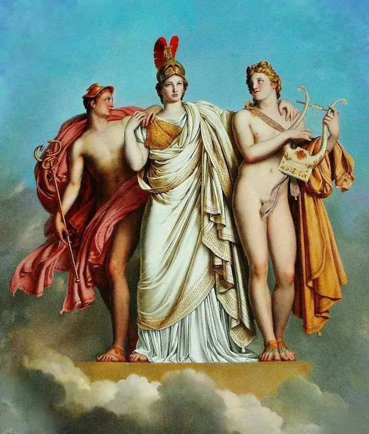 Minerve entre Apollon et Mercure - Anne-Louis Girodet image 1 reproduction de peinture à l’huile
