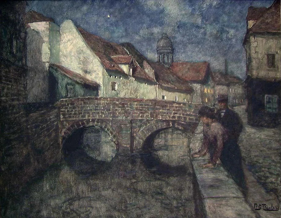 Minuit à Amiens - Frits Thaulow image 1 tableau peint à l’huile sur toile