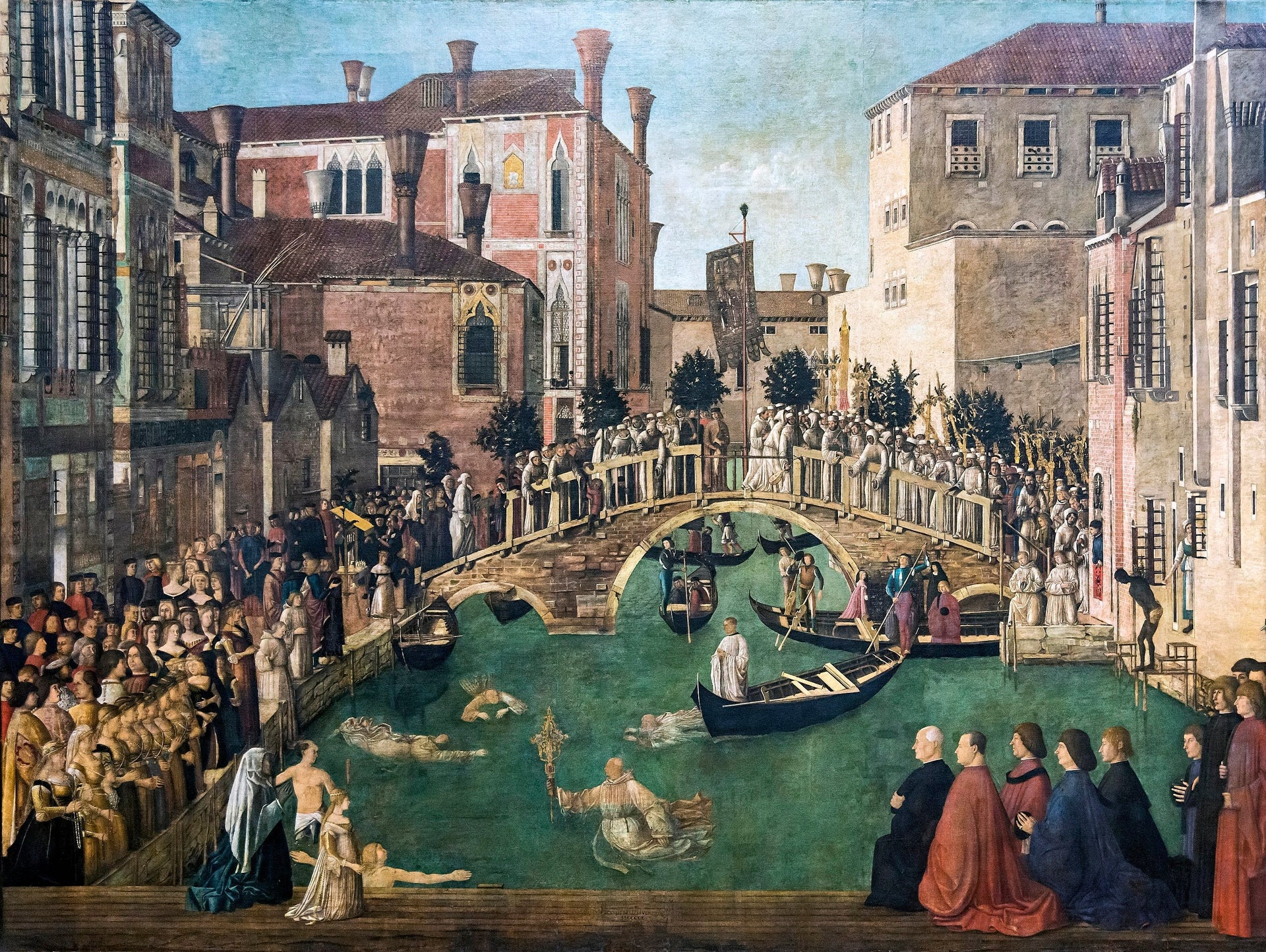 Miracle de la Croix au pont San Lorenzo - Gentile Bellini image 1 reproduction artisanale de tableau
