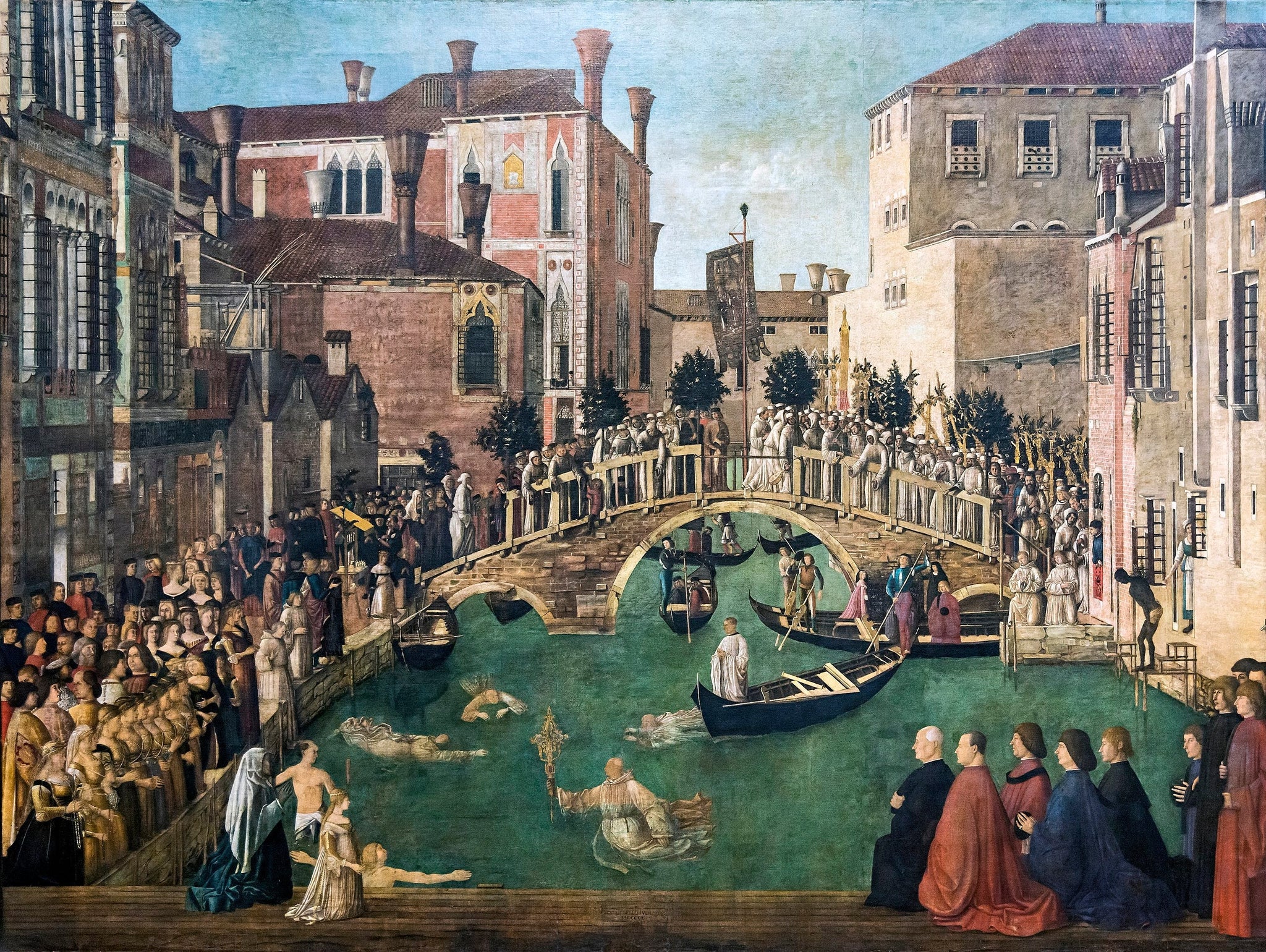Miracle de la Croix au pont San Lorenzo - Gentile Bellini image 1 reproduction artisanale de tableau