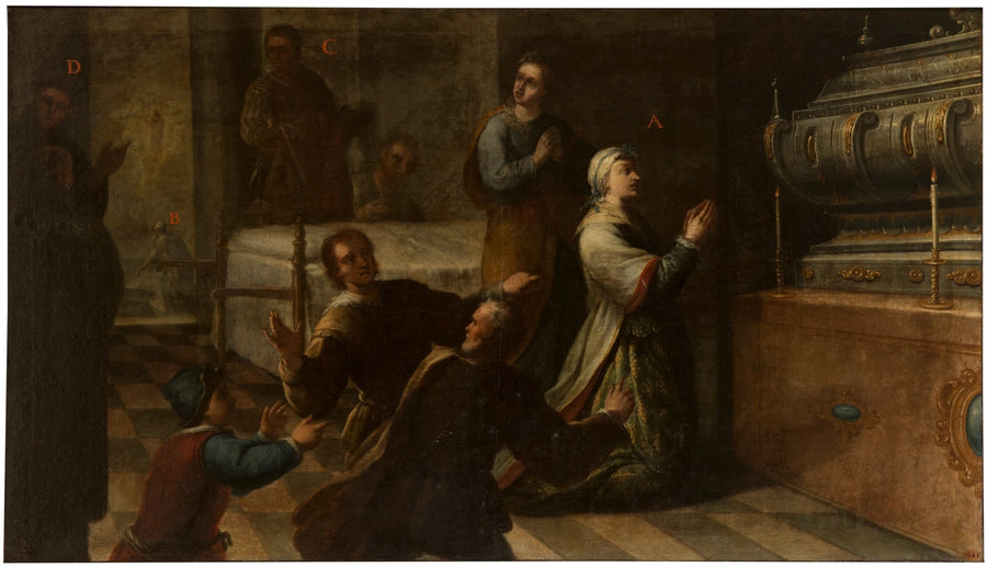 Miracle de Doña María de Peñuela (?). Série de la vie de San Diego de Alcalá - Juan García de Miranda