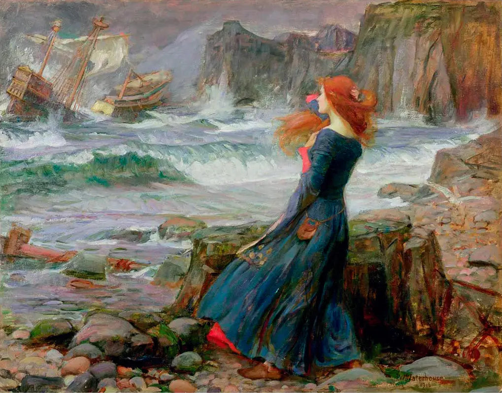 Miranda - La Tempête 2 - John William Waterhouse image 1 copie peinte à la main à l’huile